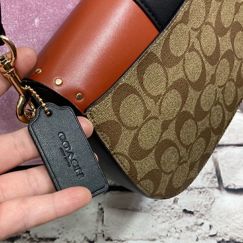 COACH Georgie Saddle Crossbody Bag Western Boho Embellished with Rivets & Studs! - Picture 11 of 14